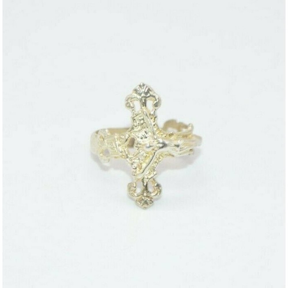 Crucifix Religious Cross Silver Tone Statement